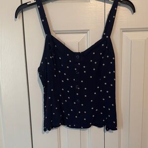 Red Camel Navy Polka Dot Button-Front Camisole